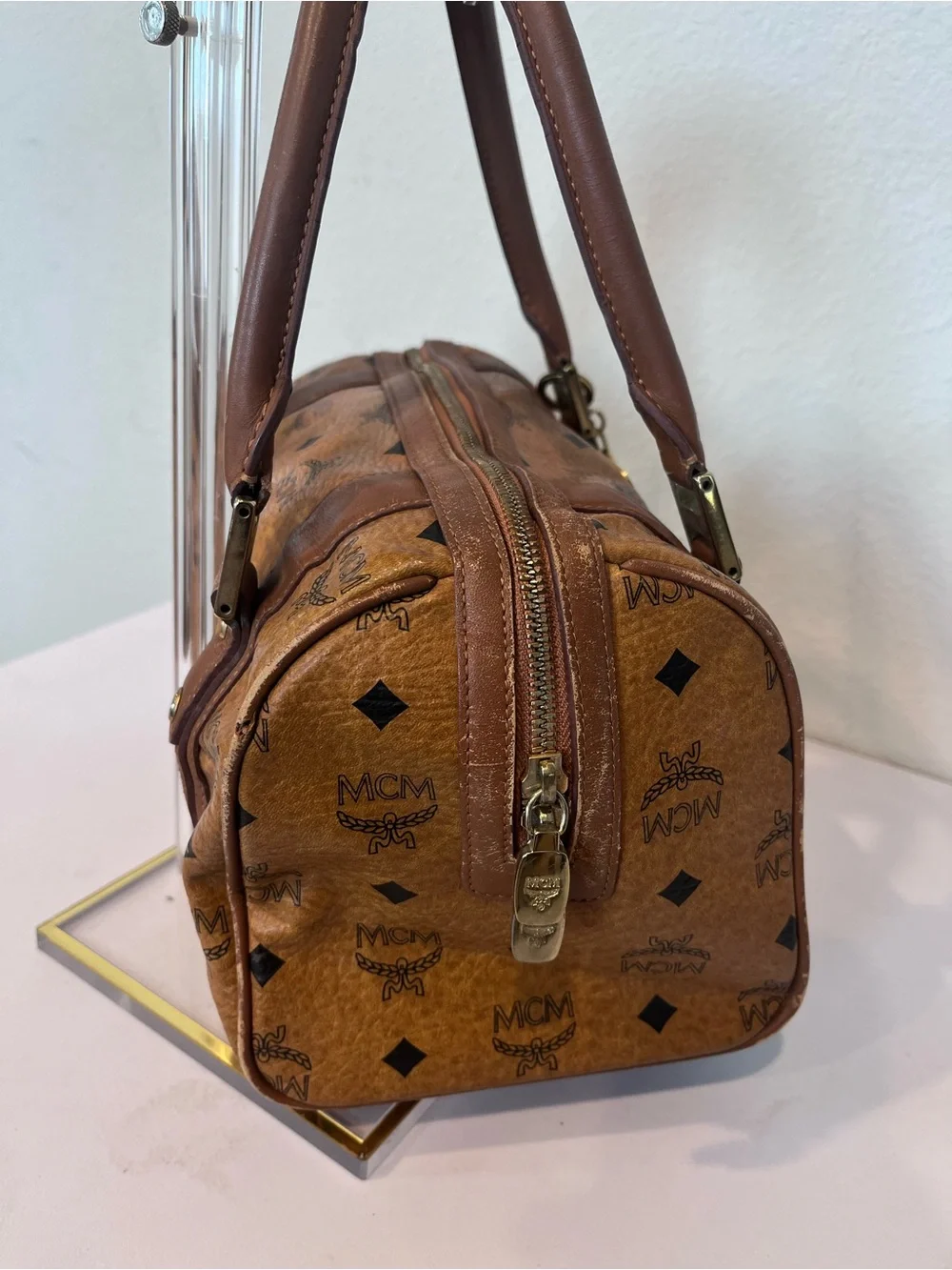 MCM CHARM BOSTON BAG.
